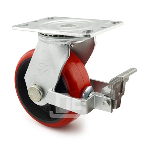 DS42系列 鐵芯聚氨酯 重型 剎車腳輪(載重量:450~650kg) DS42系列 鐵芯聚氨酯 重型 剎車腳輪(載重量:450~650kg)