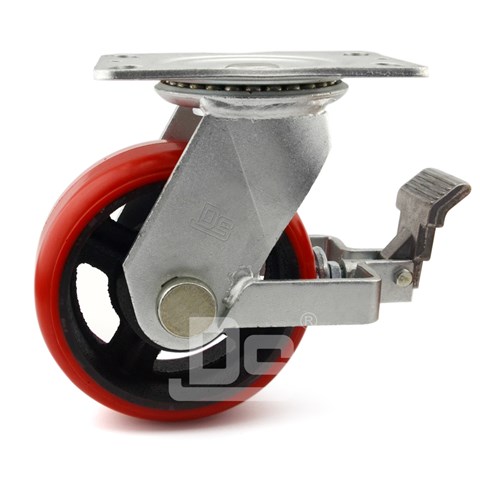 DS42系列 鐵芯聚氨酯 重型 剎車腳輪(載重量:450~650kg) DS42系列 鐵芯聚氨酯 重型 剎車腳輪(載重量:450~650kg)